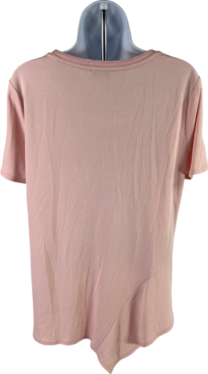 Halston Women’s Pink Short Sleeve Knit Asymmetrical T-Shirt - M image 2