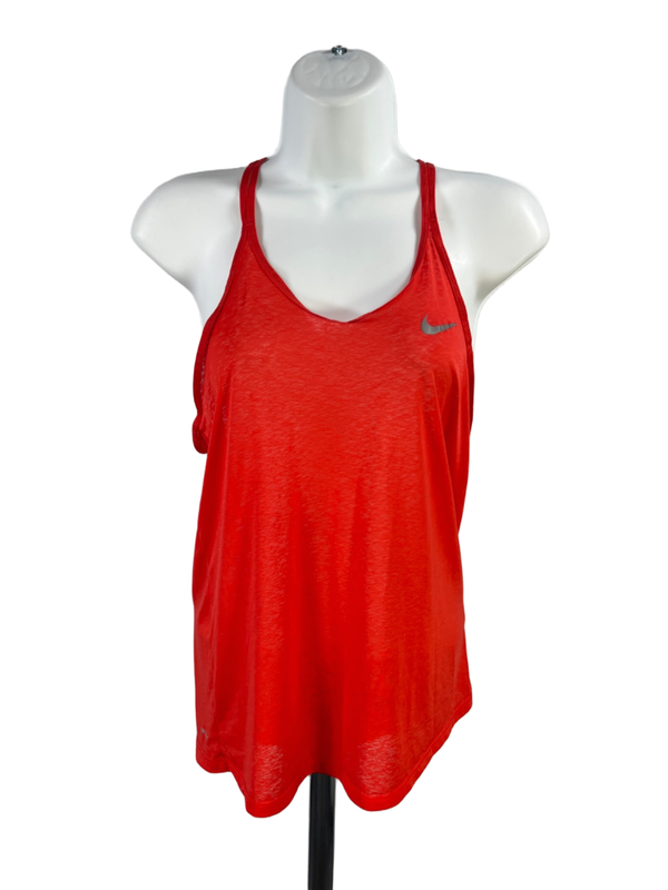 Nike Women's Orange/Red Dri-Fit Strappy Racerback Sheer Athletic Tank Top - S