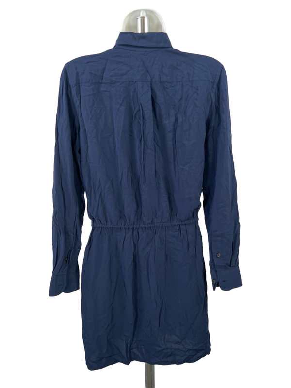 Ralph Lauren Women's Blue Long Sleeve Tie Waist Button Up Mini Dress - 2 Petite image 2