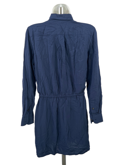 Ralph Lauren Women's Blue Long Sleeve Tie Waist Button Up Mini Dress - 2 Petite image 2