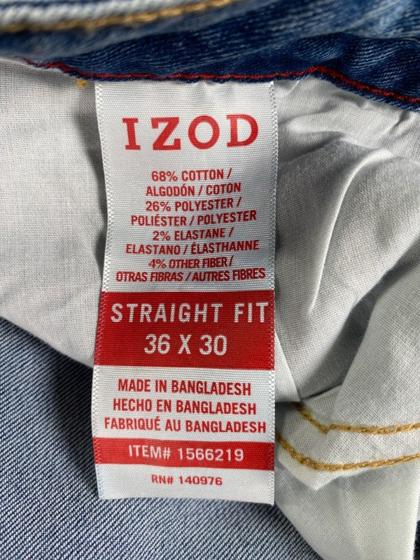 Izod Men's Light Wash Straight Fit Comfort Stretch Denim Jeans - 36x30 image 3