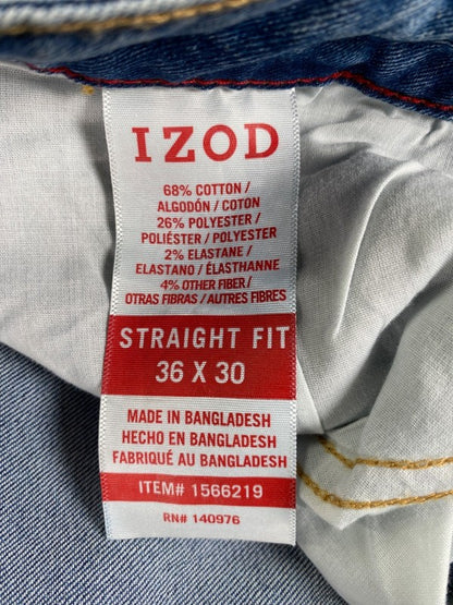 Izod Men's Light Wash Straight Fit Comfort Stretch Denim Jeans - 36x30 image 3