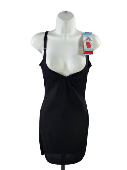 Spanx Assets Women's Black Red Hot Label Lined Open Bust Bodysuit Slip Dress - L
