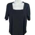 Chico's Women's Black Square Neck Short Sleeve Shirt - 2/US L