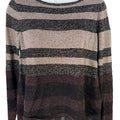 White House Black Market Women’s Black Metallic Sheer Trim Sweater - XS