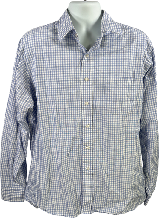 Michael Kors Men’s Blue/White Checkered Regular Fit Button Up Shirt - XL