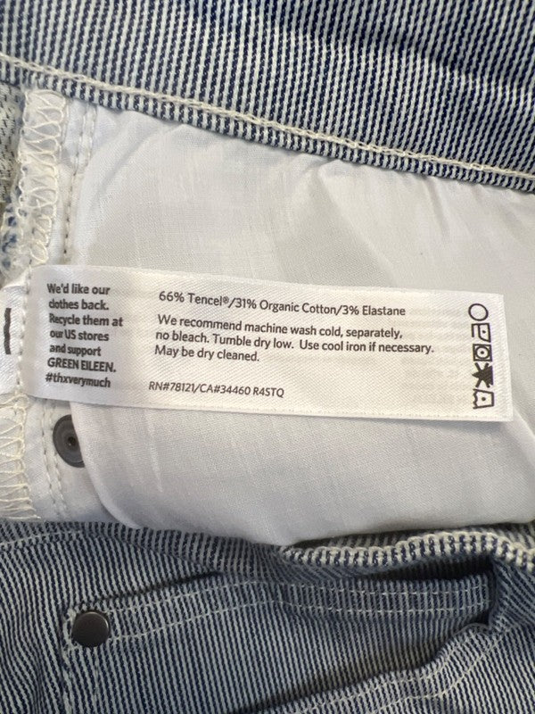 Eileen Fisher Women's Blue/White Striped Slim Boyfriend Jeans - 12 image 4