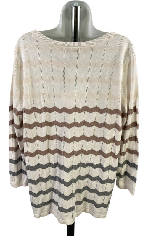 41 Hawthorn Women’s White Thin Knit Irene Pointelle Sweater -XXL image 3