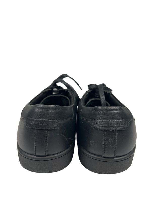 Saint Laurent Paris Men's Black Leather Low Top Sneakers - 46.5/US 13 image 4