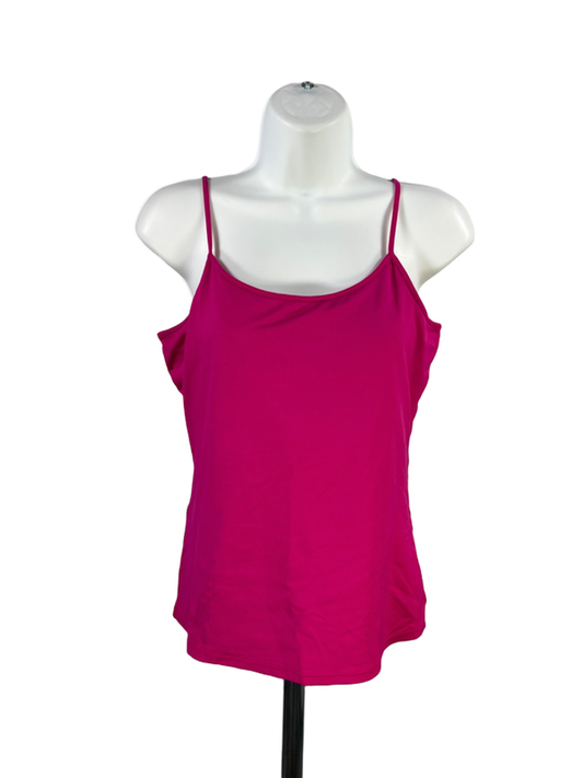 White House Black Market Women's Pink Built-In-Bra Sleeveless Cami Top - L