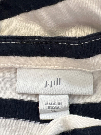 J Jill Women's White/Blue Striped Short Cuff Sleeve Blouse - XL image 3