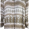 J.Jill Women’s White/Green Sand Dune Long Sleeve Button Up Tunic Shirt - S