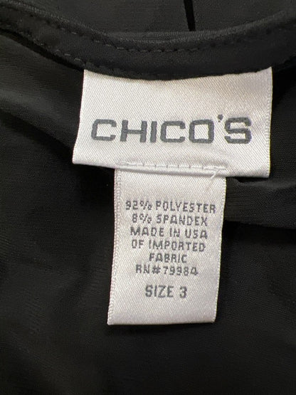 Chico's Women's Black Long Sleeve V-Neck Pleated Front Blouse - 3/US XL image 3