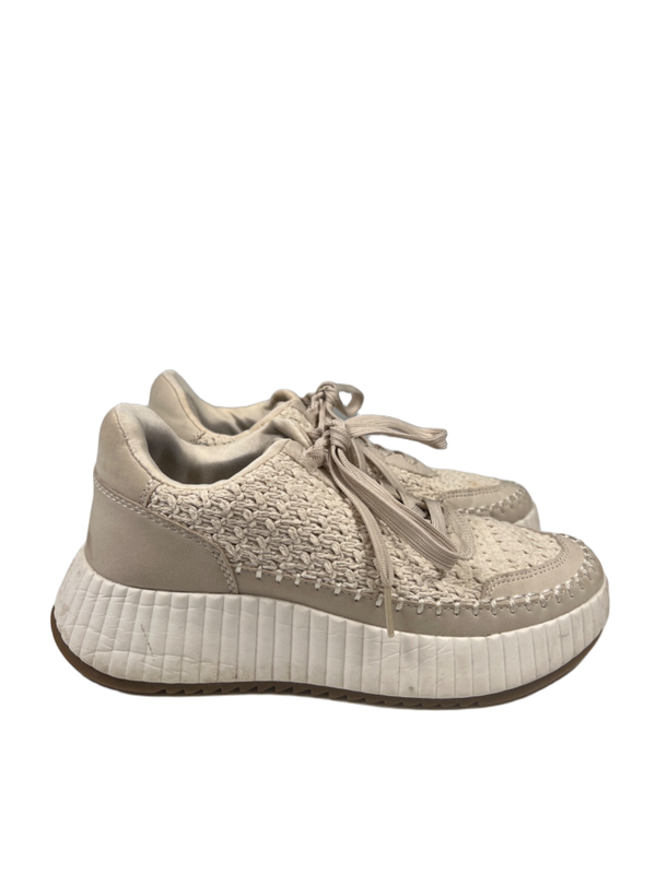 Dolce Vita Women's Beige Sandstone Knit Lace Up Platform Sneakers - 8