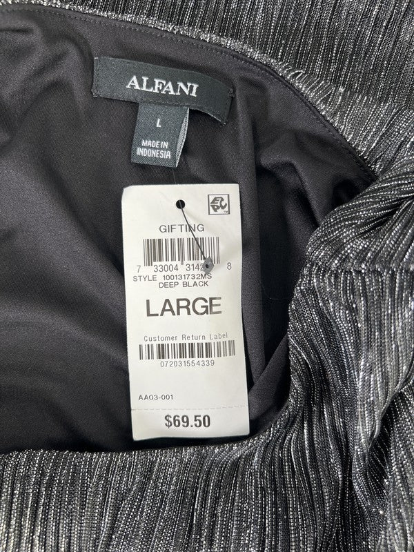 Alfani Women’s Silver Metallic Ribbed Long Sleeve Top - L image 3
