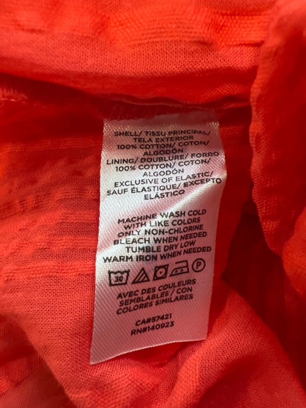 Loft Women's Red/Orange Smocked Tie Front Sleeveless Babydoll Top - M image 4