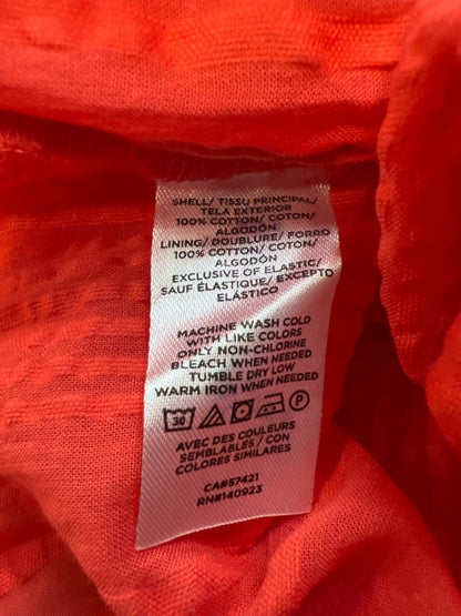 Loft Women's Red/Orange Smocked Tie Front Sleeveless Babydoll Top - M image 4