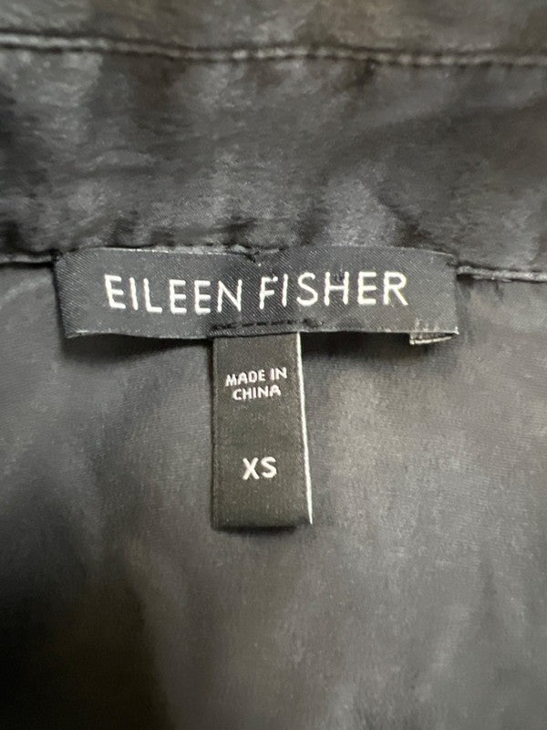 Eileen Fisher Women's Dark Gray Silk Short Roll Sleeve Button Up Mini Dress - XS image 3