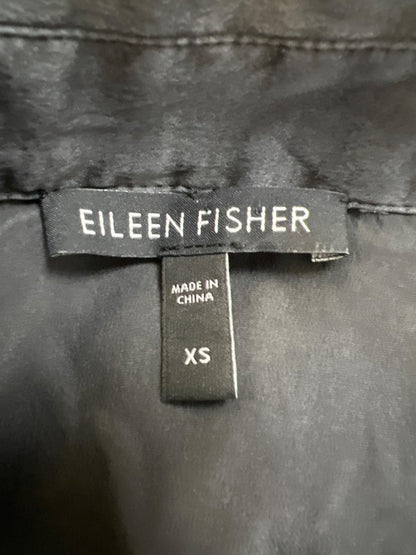 Eileen Fisher Women's Dark Gray Silk Short Roll Sleeve Button Up Mini Dress - XS image 3