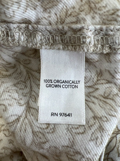 Pure Jill Women's White/Beige Floral Cotton Polo 3/4 Sleeve Blouse - S image 4