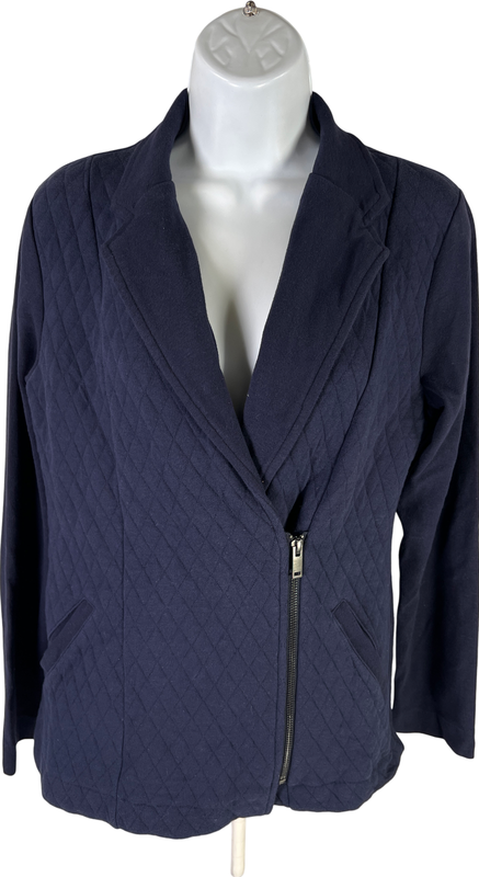 Banana Republic Women’s Blue Quilted Zip Up Blazer Jacket - S image 2