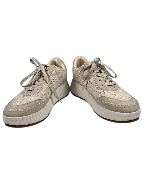 Dolce Vita Women's Taupe/Beige Crochet Knit Fredi Lace Up Sneakers - 9 image 6