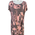 Robbie Bee Women's Gray/Pink Embroidered Front Wrap Short Sleeve Mini Dress - L