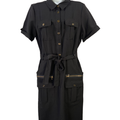 Zac and Rachel Women's Black Short Sleeve Utility Shirt Dress - 12