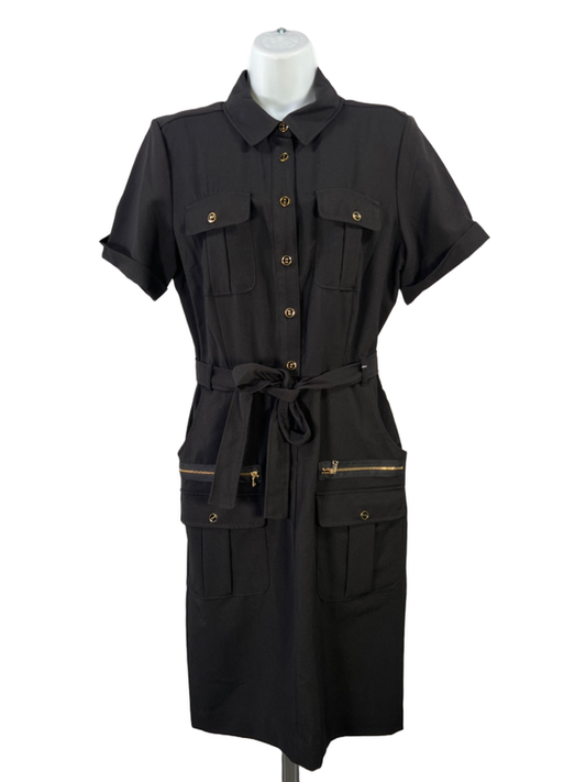 Zac and Rachel Women's Black Short Sleeve Utility Shirt Dress - 12