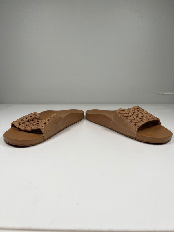 Olukai Women's Tan Leather Woven Kamola Slide Sandals - 9 image 6