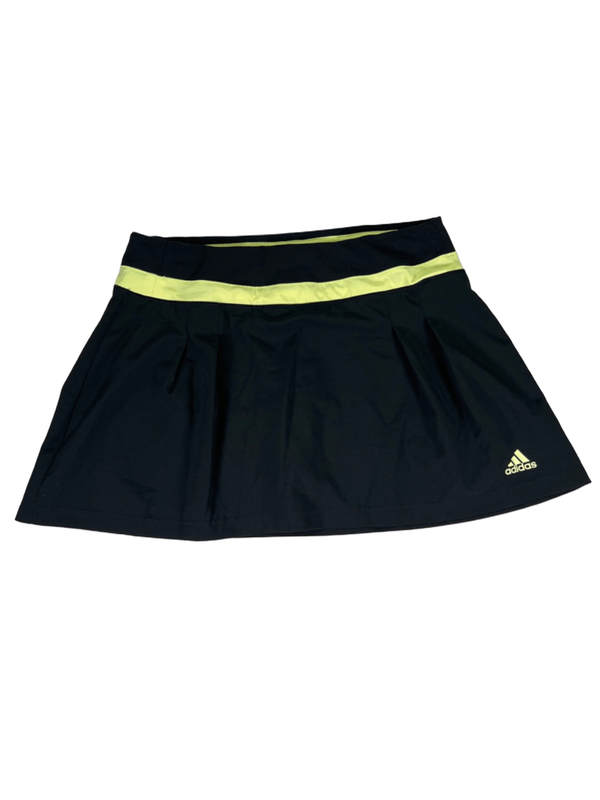 adidas Women's Black/Yellow Mesh Lined Pull On Athletic Skort - S