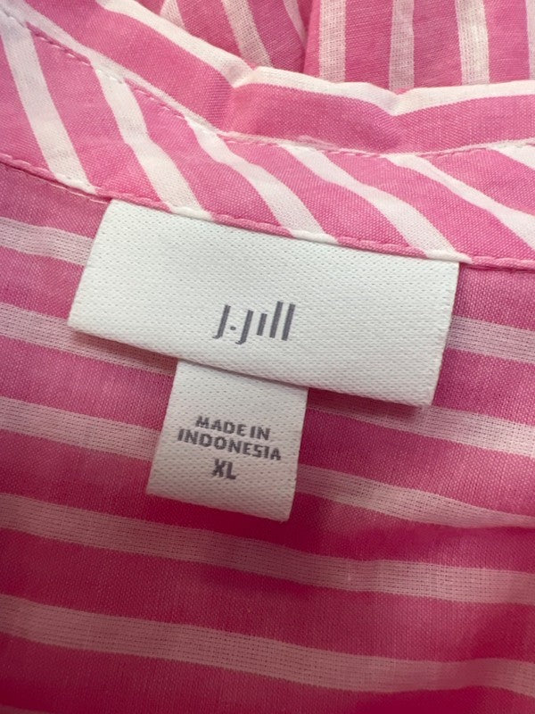 J.Jill Women's Pink Striped Lightweight Long Sleeve Button Up Shirt - XL image 3