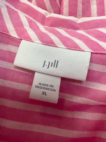 J.Jill Women's Pink Striped Lightweight Long Sleeve Button Up Shirt - XL image 3