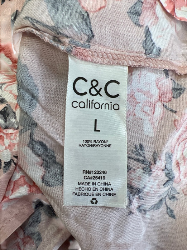 C and C California Women's Pink Floral Long Sleeve Blouse - L image 4