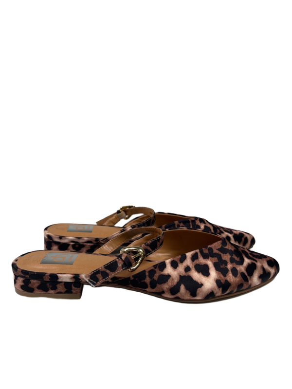 Dolce Vita Women's Black/Brown Dayme Leopard Pointed Toe Adjustable Flats - 8