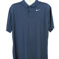Nike Men's Blue/White Striped Short Sleeve Dri-Fit Athletic Polo - XL