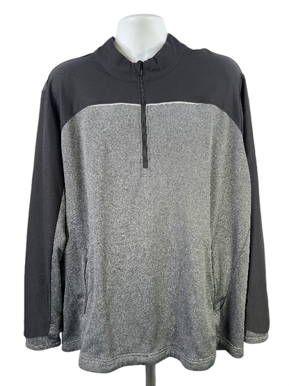 adidas Men's Gray/Blue 1/4 Zip Athletic Golf Jacket  - 2XL