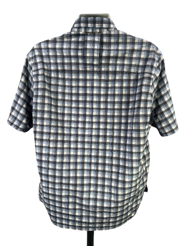 REI Men's Blue/White Plaid Vented Short Sleeve Hiking Shirt - L image 2