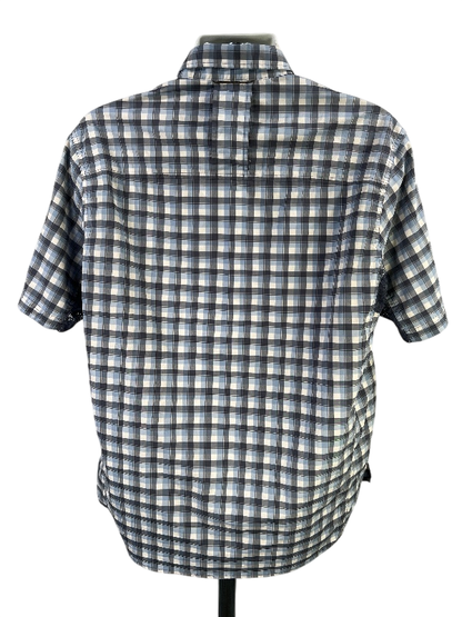 REI Men's Blue/White Plaid Vented Short Sleeve Hiking Shirt - L image 2