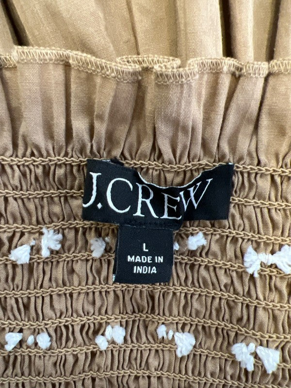 J.Crew Women's Brown Catania Crinkled Smocked Chest Midi Dress - L image 3