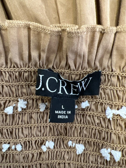 J.Crew Women's Brown Catania Crinkled Smocked Chest Midi Dress - L image 3