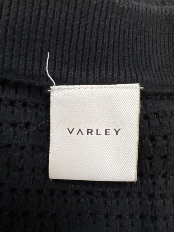 Varley Women's Black Short Sleeve Open Knit V-Neck Sweater - L image 3