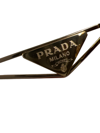 Prada Women's Gold-Tone Metal Frame W/ Dark Brown Lenses Sunglasses image 6