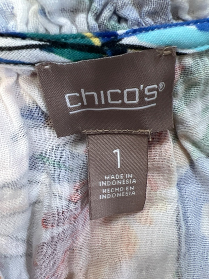 Chico's Women's White Multicolor 1/2 Sleeve Palm Leaf Print Blouse - 1/US M image 3