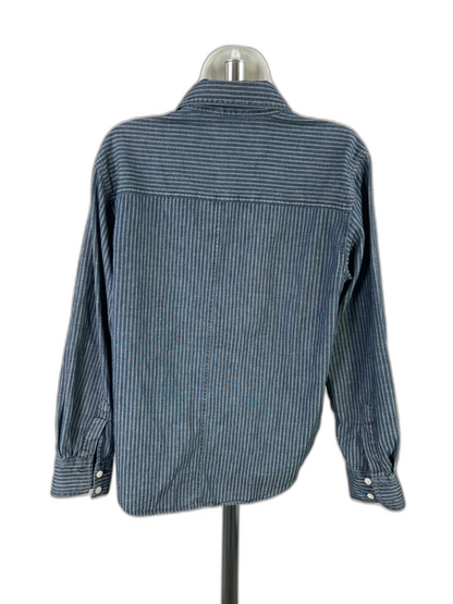 Banana Republic Women's Blue Chambray Western Striped Button Up Shirt - S image 2