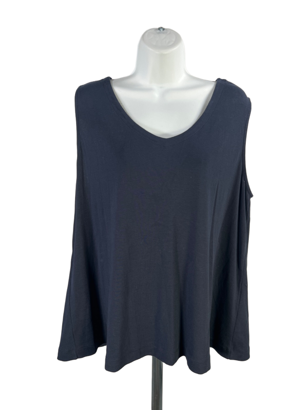 J Jill Women's Navy Blue Rounded V Neck Sleeveless Tank Top - XL