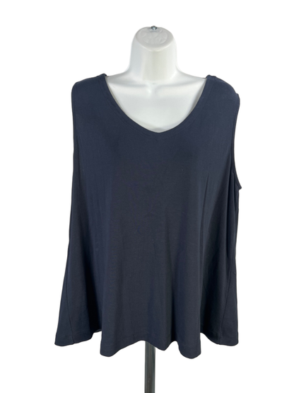 J Jill Women's Navy Blue Rounded V Neck Sleeveless Tank Top - XL