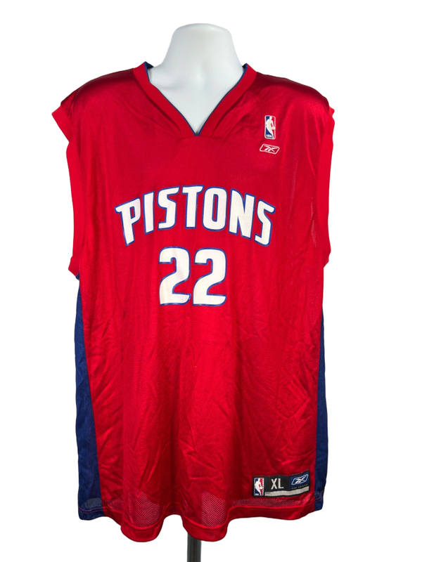 Reebok Men's Red/Blue NBA Authentics Detroit Pistons Tayshaun Prince Jersey - XL
