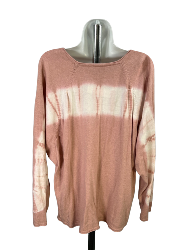 Pure J.Jill Women's Pink/White Tie Dye Long Sleeve Sweater - L image 2