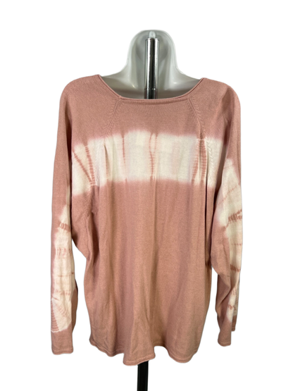 Pure J.Jill Women's Pink/White Tie Dye Long Sleeve Sweater - L image 2